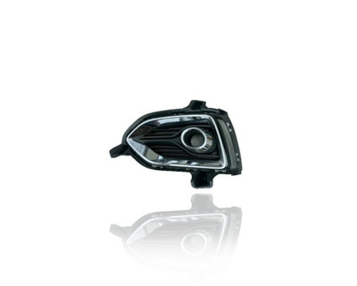 Fog Light Cover - Compatible/Replacement for '18-22 Hyundai Accent Sedan - Matte-Black With Chrome Frame - Left Hand - Driver - 86521J0000