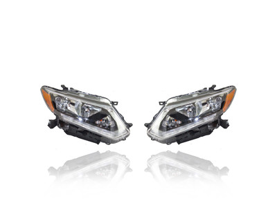 Headlight Assembly For 14-16 Nissan Rogue Halogen - Left Driver + Right Passenger, Set Pair Both, NSF Certified