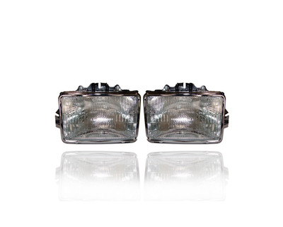 Headlight - Compatible/Replacement for '82-85 Buick Century, 80-90 Chevrolet Impala - Halogen Dual Sealbeam, Rectangular Chrome Outer Trim - Pair, Set - 16502326, 16502325