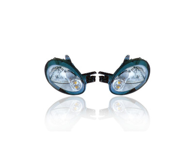 Headlight - Compatible/Replacement for '03-03 Dodge Neon - Halogen, Black Bezel - Pair, Left Driver + Right Passenger Set - 5303550AG, 5303551AI - CAPA