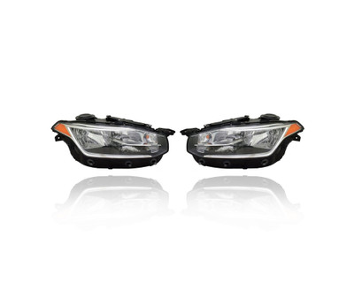 Headlight - Compatible/Replacement for '16-21 Volvo XC90 - Halogen Without LED - Pair, Left Driver + Right Passenger Set - 313531402, 313531394