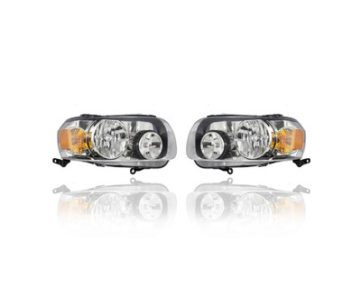 Headlight - Compatible/Replacement for '05-07 Ford Escape/HEV - Halogen - Pair, Left Driver + Right Passenger Set - 7L8Z13008A, 7L8Z13008D - CAPA