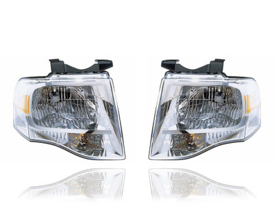 Headlight - Compatible/Replacement for '07-14 Ford Expedition - Without Black-Out, Halogen - Pair, Left Driver + Right Passenger Set - 7L1Z13008AB, 7L1Z13008BB - CAPA Headlight - Compatible/Replacement for '07-14 Ford Expedition - Without Black-Out, Halogen - Pair, Left Driver + Right Passenger Set - 7L1Z13008AB, 7L1Z13008BB - CAPA