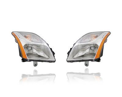 Headlight Assembly For 10-12 Nissan Sentra-Base/S/SL/2.0L - CAPA - Pair, Left Driver + Right Passenger Set - 26010ZT50A, 26060ZT50A