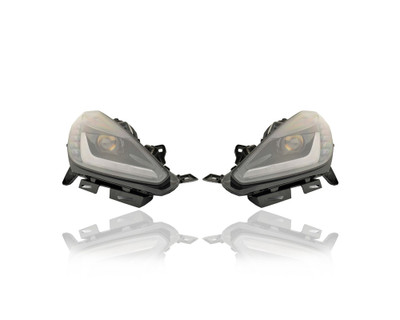 Headlight Assembly - Compatible/Replacement for '14-19 Chevrolet Corvette - HID Without Logo - Pair, Left Driver + Right Passenger Set - 84750166, 84750165
