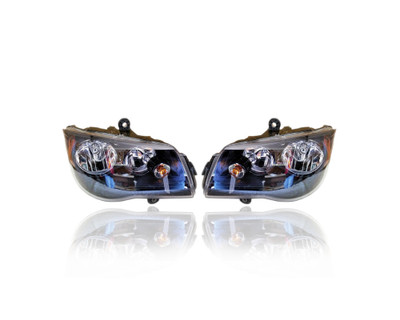 Headlight Assembly - Compatible/Replacement for '14-20 Dodge Grand Caravan, 14-16 Chrysler Town & Country-S - Halogen, Black Interior Bezel - Pair, Set - 68206500AE, 68206501AE - CAPA