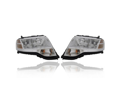 Headlight Assembly - Compatible/Replacement for '08-09 Ford Taurus X - Halogen - Pair, Left Driver + Right Passenger Set - 8F9Z13008A, 8F9Z13008B - CAPA