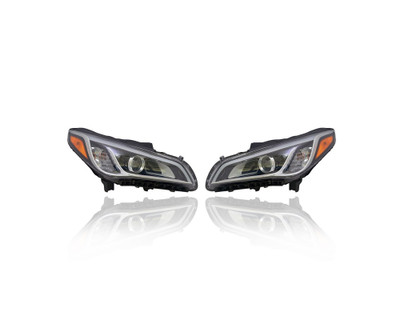 Headlight Assembly - Compatible/Replacement for '15-17 Hyundai Sonata Limited/Sport/Limited 2.0T - HID/Xenon - Pair, Left Driver + Right Passenger Set - 92102C2100, 92101C2100 - CAPA