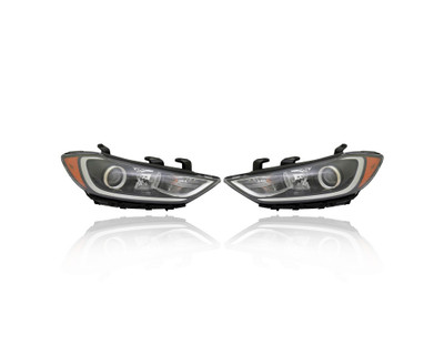 Headlight Assembly - Compatible/Replacement for '17-18 Hyundai Elantra Sedan Limited (Korean-Built) - Xenon/HID - Pair, Left Driver + Right Passenger Set - 92102F2300, 92101F2300
