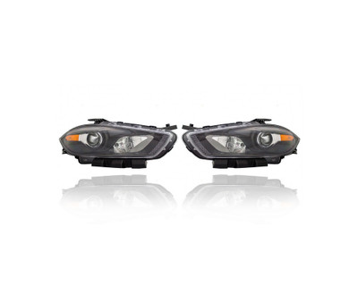 Headlight Assembly - Compatible/Replacement for '13-16 Dodge Dart - Xenon Without HID Kit, With Black Trim - Pair, Left Driver + Right Passenger Set - 68083910AJ, 68083911AJ