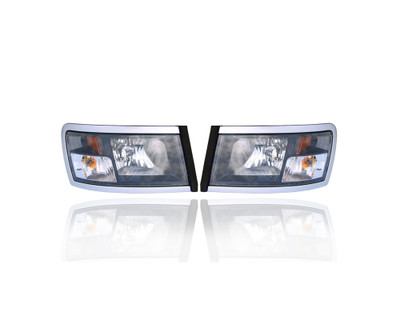 Headlight Assembly - Compatible/Replacement for '08-11 Dodge Dakota - LED, Black Bezel - Pair, Left Driver + Right Passenger Set - 1EK58WS2AE, 1EK59WS2AE - CAPA