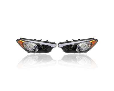 Headlight Assembly - Compatible/Replacement for '14-16 Kia Forte/Koup/5 LX-Only - Halogen Without LED Daytime Running Lamp - Pair, Left Driver + Right Passenger Set - 92102A7200, 92101A7200 - CAPA Headlight Assembly - Compatible/Replacement for '14-16 Kia Forte/Koup/5 LX-Only - Halogen Without LED Daytime Running Lamp - Pair, Left Driver + Right Passenger Set - 92102A7200, 92101A7200 - CAPA