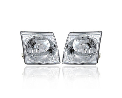 Headlight Assembly - Compatible/Replacement for '01-05 Ford Explorer Sport/Trac - Halogen - Pair, Left Driver + Right Passenger Set - 1L5Z13008AA, 1L5Z13008BA - CAPA