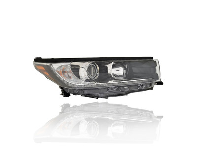 Headlight Assembly - Compatible/Replacement for '17-18 Toyota Highlander SE - Halogen With LED Daytime Running Lamp, Dark Black Interior - Right Hand - Passenger - 811100E390