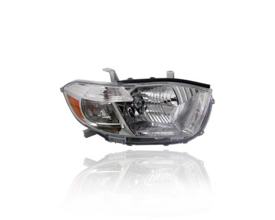 Headlight Assembly - Compatible/Replacement for '08-10 Toyota Highlander Base/SE/Limited (North American Built) - Halogen, White Chrome Bezel - Right Hand - Passenger - 811100E090 - CAPA