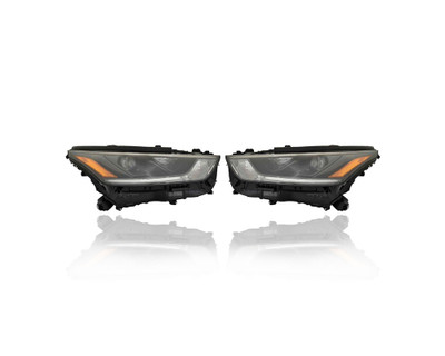 Headlight Assembly - Compatible/Replacement for '21-22 Toyota Highlander XSE - LED With LED Daytime Running Lamp, Without Adaptive Light System, Black Interior - Pair, Set 811100E470, 811500E470 CAPA