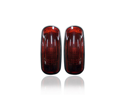 Side Marker Light Reflector - Compatible/Replacement for '02-08 Dodge Ram Pickup 1500, 03-09 2500/3500 - Rear, Red - Pair, Left Driver + Right Passenger Set - 55077458AA