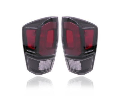 Tail Light Assembly - Compatible/Replacement for '20-22 Toyota Tacoma TRD Pro - LED, Black Trim Sport Interior Bezel - Pair, Left Driver + Right Passenger Set - 8155004230, 8156004230