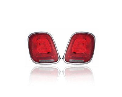 Tail Light Assembly - Compatible/Replacement for '16-18 Fiat 500x - Haloge, Outer Chrome, Non-Tint Satin Silver - Pair, Left Driver + Right Passenger Set - 68285168AA, 68285080AA - CAPA Tail Light Assembly - Compatible/Replacement for '16-18 Fiat 500x - Haloge, Outer Chrome, Non-Tint Satin Silver - Pair, Left Driver + Right Passenger Set - 68285168AA, 68285080AA - CAPA
