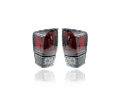 Tail Light Assembly - Compatible/Replacement for '20-22 Toyota Tacoma TRD Sport/Offroad - LED, Smoked Dark Red Interior Bezel - Pair, Left Driver + Right Passenger Set - 8155004210, 8156004210