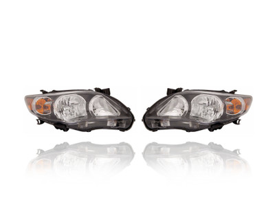 Headlight Assembly For 11-13 Toyota Corolla S/XRS USA Build - Both Pair Left Right Set, Black Bezel, NSF Certified - 8111002B60, 8115002B60