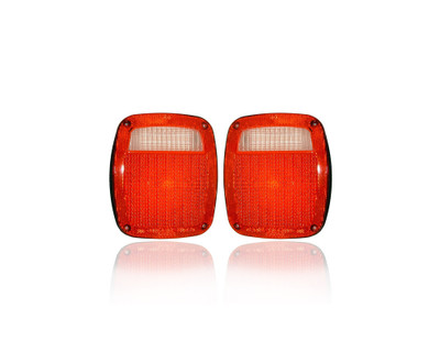 Tail Light Lens - Compatible/Replacement for '73-87 Chevrolet/GM, 77-91 Ford, 73-93 Dodge Pickup - Pair, Left Driver + Right Passenger Set - 475922