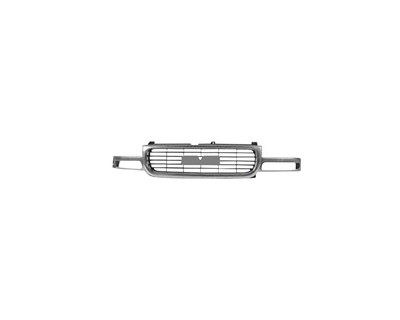 Grille For 19130787 99-02 GMC Sierra, 00-06 Yukon/XL - Matte Black With Chrome Frame & Headlamp Door - With Emblem Provision