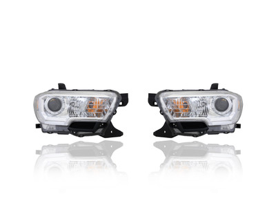 Headlight Assembly For 8111004250, 8115004250 16-18 Toyota Tacoma Limited - Halogen (Without LED Daytime Running Light & Foglamp) Chrome Bezel (Pair, Left Driver + Right Passenger Set) CAPA Headlight Assembly For 8111004250, 8115004250 16-18 Toyota Tacoma Limited - Halogen (Without LED Daytime Running Light & Foglamp) Chrome Bezel (Pair, Left Driver + Right Passenger Set) CAPA