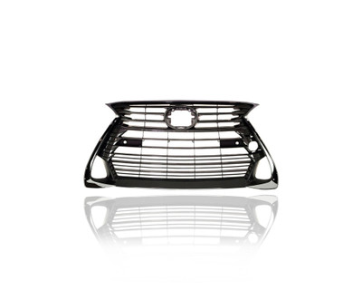 Grille - Compatible/Replacement for '16-20 Lexus GS200t/300/350/450h Base - Chrome Frame, Black Bar Insert With Sensor Hole, With Emblem Provision - 5310130870 CAPA