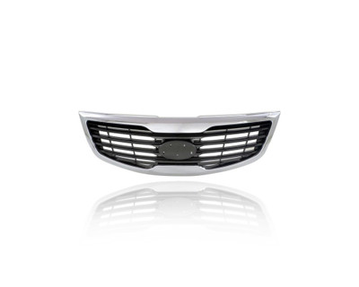 Grille - Compatible/Replacement for '11-12 Kia Sportage Base/LX/EX/2.4L-Only - Main Upper, Chrome Frame Black Insert, With Emblem Provision - 863503W000 Grille - Compatible/Replacement for '11-12 Kia Sportage Base/LX/EX/2.4L-Only - Main Upper, Chrome Frame Black Insert, With Emblem Provision - 863503W000
