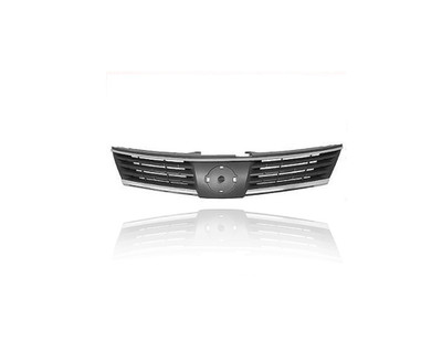 Grille - Compatible/Replacement for '07-09 Nissan Versa Sedan/Hatchback - Main Chrome Frame, Gray Insert, With Emblem Provision - 62310EM30A CAPA Grille - Compatible/Replacement for '07-09 Nissan Versa Sedan/Hatchback - Main Chrome Frame, Gray Insert, With Emblem Provision - 62310EM30A CAPA
