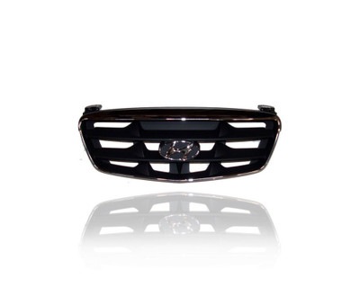Grille - Compatible/Replacement for '01-03 Hyundai Elantra Hatchback - Main Chrome Frame, Black Insert, With Emblem Provision - 863502D220