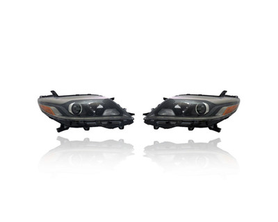 Headlight Assembly For 15-19 Toyota Sienna-SE - Beam Halogen, With LED Daytime Running Light, Smoke Bezel - Pair, Left Driver + Right Passenger Set - CAPA - 8111008081, 8115008081 Headlight Assembly For 15-19 Toyota Sienna-SE - Beam Halogen, With LED Daytime Running Light, Smoke Bezel - Pair, Left Driver + Right Passenger Set - CAPA - 8111008081, 8115008081