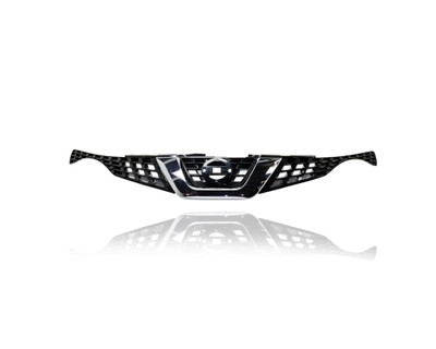 Grille - Compatible/Replacement for '15-17 Nissan Juke S/SV-Only - Main Upper Chrome Trim, Black Insert Without Camera Hole, With Emblem Provision - 620703YM0B