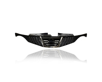 Grille - Compatible/Replacement for '11-14 Nissan Juke S/SV/SL-Only - Main Upper Chrome Trim, Black Insert, With Emblem Provision - 620701KA0A CAPA Grille - Compatible/Replacement for '11-14 Nissan Juke S/SV/SL-Only - Main Upper Chrome Trim, Black Insert, With Emblem Provision - 620701KA0A CAPA