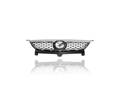 Grille - Compatible/Replacement for '10-12 Mazda CX-9 - Main Upper Chrome Frame, Black Insert, With Emblem Provision - TE6950710B