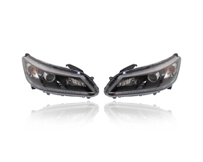 Headlight Assembly For 13-15 Honda Accord Sedan 4Cy - Halogen Type, Both Pair Left Right Set, NSF Certified - 33100T2AA01, 33150T2AA01