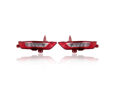 Bumper Reflector - Compatible/Replacement for '15-19 Lincoln MKC - LED Without Rear Fog Lamp - Pair, Left Driver + Right Passenger Set - EJ7Z15500A, EJ7Z15500B - CAPA