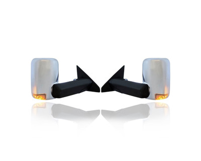 Door Mirror - Compatible/Replacement for '19-21 RAM 1500 With Towing Package - Without Blind Spot, Chrome - Pair, Left Driver + Right Passenger Set - 68276476AE, 68276477AE Door Mirror - Compatible/Replacement for '19-21 RAM 1500 With Towing Package - Without Blind Spot, Chrome - Pair, Left Driver + Right Passenger Set - 68276476AE, 68276477AE