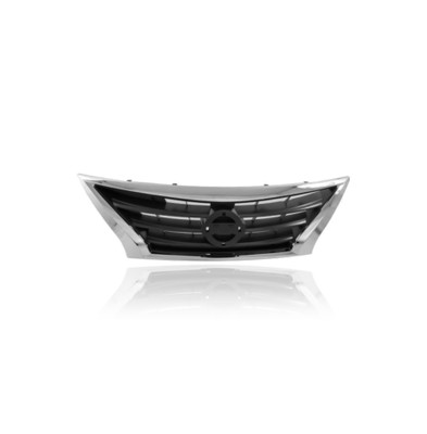 Grille For 623109KM0A 15-19 Nissan Verse Sedan - Chrome/Black, CAPA Certified - With Emblem Provision Grille For 623109KM0A 15-19 Nissan Verse Sedan - Chrome/Black, CAPA Certified - With Emblem Provision