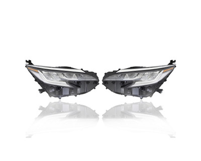 Headlight Assembly - Compatible/Replacement for '21-23 Toyota Sienna Limited-Only - LED, Metallic - Pair, Left Driver + Right Passenger Set - 8111008120, 8115008120