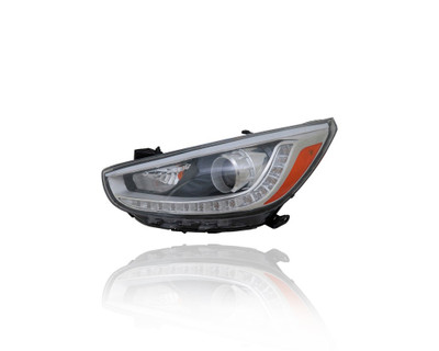 Headlight Assembly - Compatible/Replacement for '14-17 Hyundai Accent Sedan/Hatchback GLS/SE/Sport - Projector Halogen With LED Daytime Running Light - Left Hand - Driver - 921011R610 - CAPA Headlight Assembly - Compatible/Replacement for '14-17 Hyundai Accent Sedan/Hatchback GLS/SE/Sport - Projector Halogen With LED Daytime Running Light - Left Hand - Driver - 921011R610 - CAPA