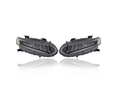 Headlight Assembly - Compatible/Replacement for '21-22 Honda Accord/Hybrid Sedan EXL/Touring - LED, Chrome - Pair, Left Driver + Right Passenger Set - 33100TVAA91, 33150TVAA91 Headlight Assembly - Compatible/Replacement for '21-22 Honda Accord/Hybrid Sedan EXL/Touring - LED, Chrome - Pair, Left Driver + Right Passenger Set - 33100TVAA91, 33150TVAA91