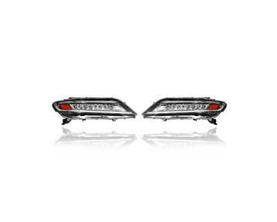 Headlight Assembly - Compatible/Replacement for '16-17 Honda Accord Coupe Touring - LED - Pair, Left Driver + Right Passenger Set - 33100T3LA51, 33150T3LA52