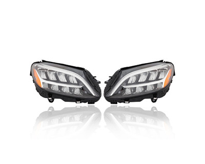 Headlight Assembly - Compatible/Replacement for '19-21 Mercedes-Benz C-Class Sedan, 19-19 Convertible/Coupe - LED Without Adaptive Light/Logo - Pair, Set - 2059066104, 2059066004