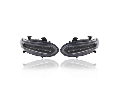 Headlight Assembly - Compatible/Replacement for '21-22 Honda Accord Sedan Sport/SE - LED, Black - Pair, Left Driver + Right Passenger Set - 33100TVAA41, 33150TVAA41 - CAPA