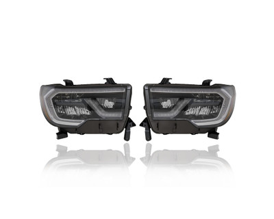 Headlight Assembly - Compatible/Replacement for '18-22 Toyota Sequoia SR5/TRD Sport/Limited/Pro - LED, Black - Pair, Left Driver + Right Passenger Set - 811100C200, 811500C160 Headlight Assembly - Compatible/Replacement for '18-22 Toyota Sequoia SR5/TRD Sport/Limited/Pro - LED, Black - Pair, Left Driver + Right Passenger Set - 811100C200, 811500C160