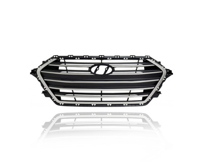 Grille - Compatible/Replacement for '17-18 Hyundai Elantra Sedan SE/SEL/Value/Eco - Silver Frame Trim, Black Insert, Emblem Provision - 86350F3000, CAPA Grille - Compatible/Replacement for '17-18 Hyundai Elantra Sedan SE/SEL/Value/Eco - Silver Frame Trim, Black Insert, Emblem Provision - 86350F3000, CAPA