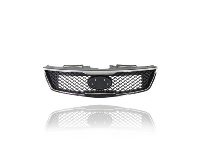 Grille - Compatible/Replacement for '10-10 Kia Forte Sedan - Main Upper Chrome Frame, Black Insert, Emblem Provision - 863501M010, CAPA Grille - Compatible/Replacement for '10-10 Kia Forte Sedan - Main Upper Chrome Frame, Black Insert, Emblem Provision - 863501M010, CAPA