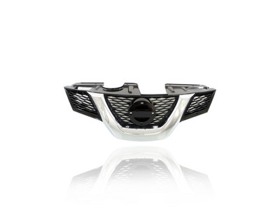 Grille - Compatible/Replacement for '14-16 Nissan Rogue S/SV - Main Upper Chrome/Black Without Camera Hole, Emblem Provision - 623104BA0A, CAPA Grille - Compatible/Replacement for '14-16 Nissan Rogue S/SV - Main Upper Chrome/Black Without Camera Hole, Emblem Provision - 623104BA0A, CAPA